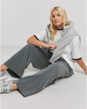 Simply Be Drawcord Waist Wide Leg Trousers - Grey