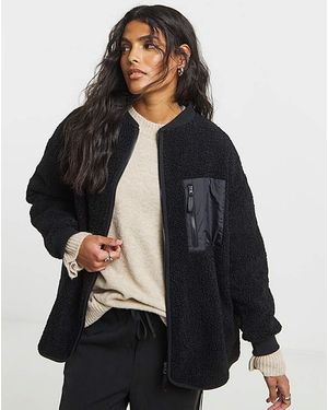 Simply Be Borg Bomber With Nylon Pocket - Black