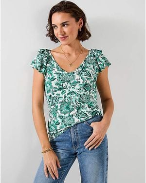 Joe Browns Jb Amelia Frill Sleeve Jersey Top - Green
