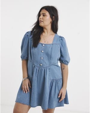 Simply Be Meadow Mini Denim Dress - Blue