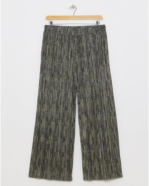 Simply Be Metallic Wide Leg Trousers - Grey
