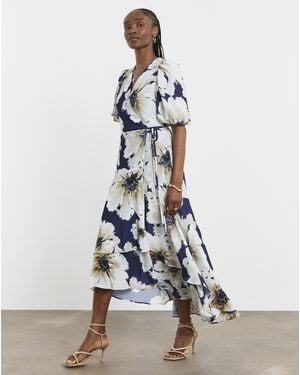 Joanna Hope Wrap Dress With Puff Sleeves - White
