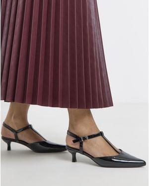 JD Williams T Bar Pointed Toe Heeled Shoes Wide - Red