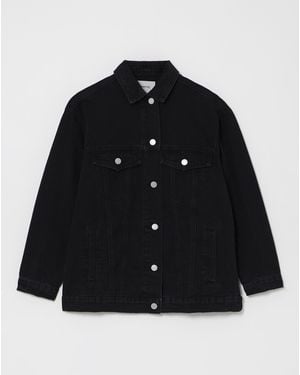 Simply Be Graphic Denim Jacket - Grey