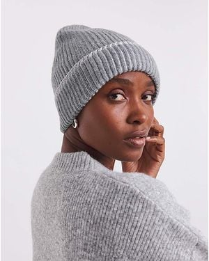 Simply Be Lurex Ribbed Beanie - Grey