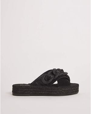 Simply Be Flatform Espadrille Sandals Wide - Black