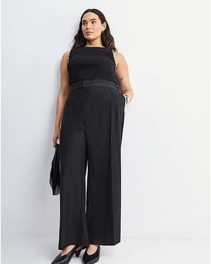 Simply Be Turned Over Waistband Tailored Trouser - Blue