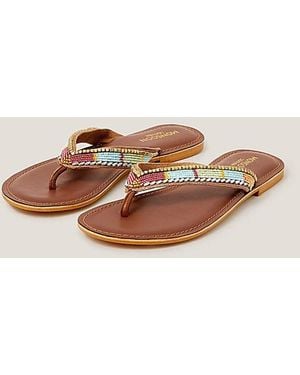 Monsoon Leather Flip Flop Sandals - Natural