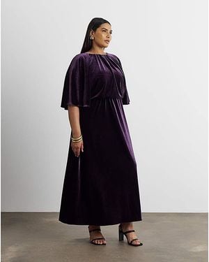 Joanna Hope Velour Cape Maxi Dress - Blue