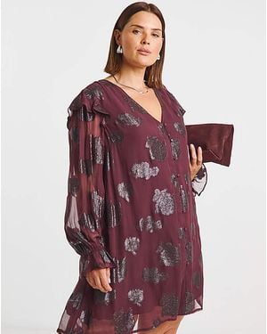 Simply Be Jacquard Smock Dress - Red