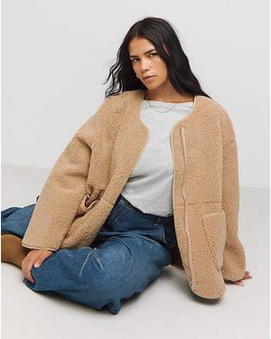 Simply Be Round Neck Borg Jacket - Blue