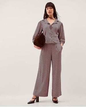 Monsoon Netta Floral Wide Leg Trousers - Purple