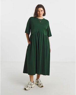 Simply Be Boxy Sleeve Midi Dress - Green