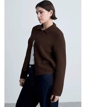 Mango Polo Neck Knitted Choco Jacket - Blue