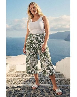 Roman Curve Floral Print Culottes - Blue