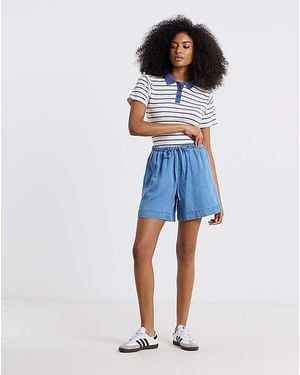 Simply Be Lyocell Denim Jogger Shorts - Blue
