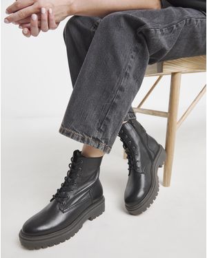 Simply Be Chunky Lace Up Boot Extra Wide - Black
