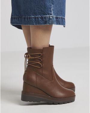 Simply Be Lace Back Wedge Ankle Boots Ex Wide - Blue