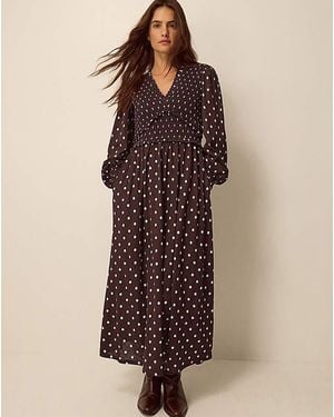 Monsoon Shae Polka Dot Jersey Midi Dress - Brown