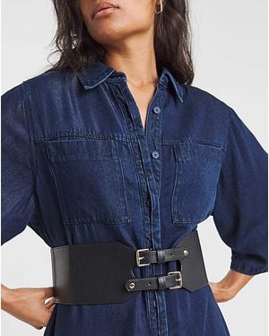 JD Williams Double Buckle Corset Waist Belt - Blue