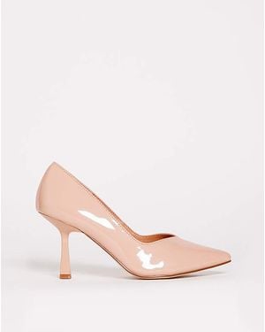 Simply Be Sweetheart Cut Heeled Shoes Ex Wide - Pink