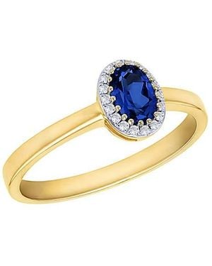 iJewel 9Ct Yellowgold Lab Diamond Sapphire Ring - Blue