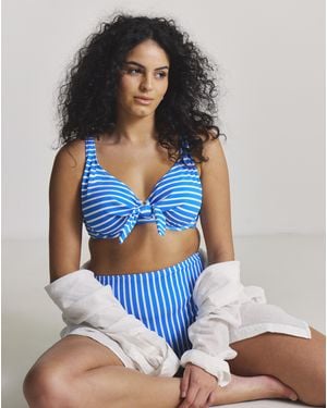 Figleaves Tie Front Underwired Bikini Top - Blue