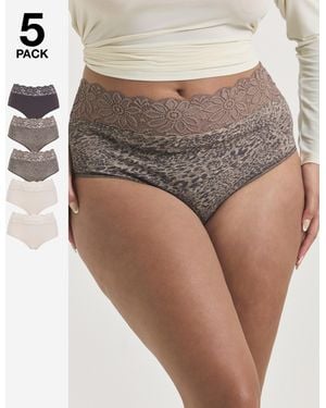 Pretty Secrets 5 Pack Lace Top Full Fit Knickers - Multicolour