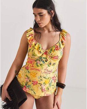 Figleaves Frill Tankini Top - Yellow