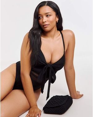 Simply Be Boux Avenue Morella Wrap Swimsuit - Black
