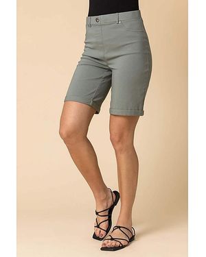 Roman Roman Elastic Waist Turn Up Shorts - Natural