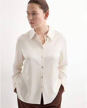 Mango Satin Finish Flowy Shirt - White