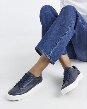 Simply Be Classic Lace Up Trainer Ex Wide - Blue