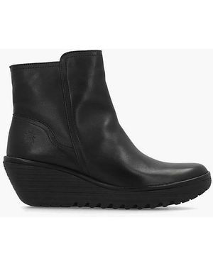 Fly London Yeti Wedge Ankle Boots - Black