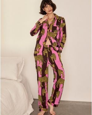 Chelsea Peers Classic Long Button Up Set - Pink