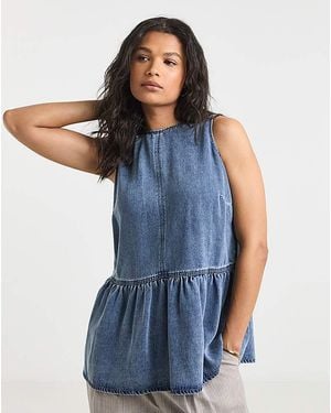 Simply Be Lyocell Peplum Top - Blue