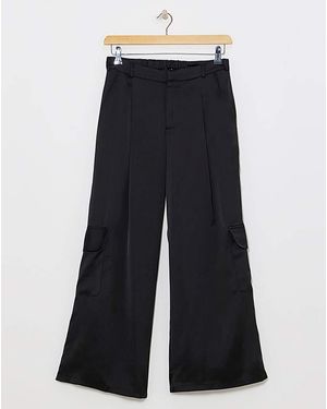 Simply Be Satin Utility Trousers - Black