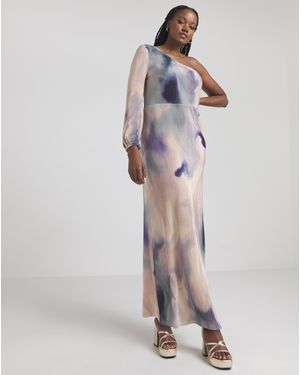Simply Be Plisse One Shoulder Maxi Dress - Multicolour