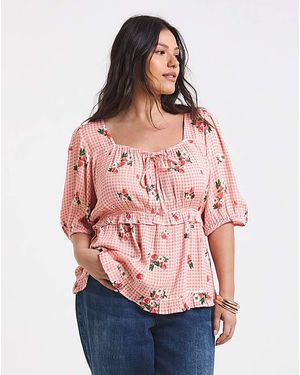 Simply Be Crinkle Milkmaid Blouse - Red