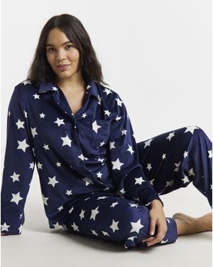 Pretty Secrets Star Fleece Pyjama Set - Blue