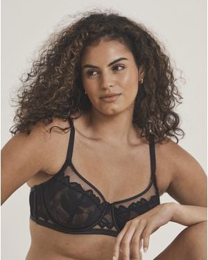 Pretty Secrets Leaf Lace Wired Bra - Black