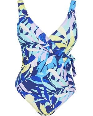 JD Williams Leaf Wrap Over Swimsuit - Blue