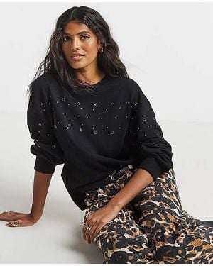 Simply Be Stud & Eyelet Sweatshirt - Black