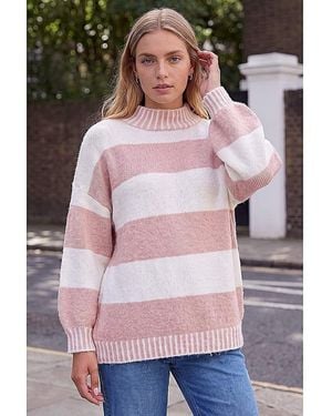 Roman Roman Stripe Knitted Jumper - Pink