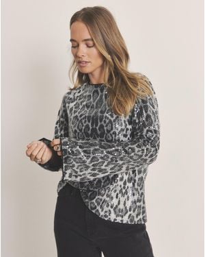 Simply Be Simply Leopard Printed Sequin Blouse - Grey