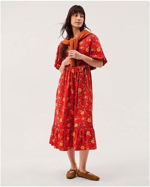 Monsoon Libby Floral Jersey Midi Dress - Red