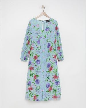 Lovedrobe Tropical Print Midi Dress - Blue