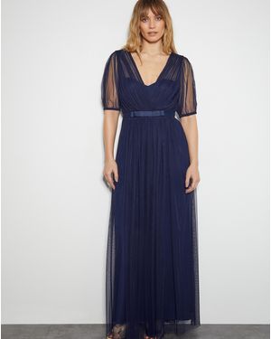 Monsoon Ellie Sheer Sleeve Maxi Dress - Blue