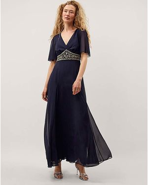 Monsoon Sienna Embellished Maxi Dress - Blue