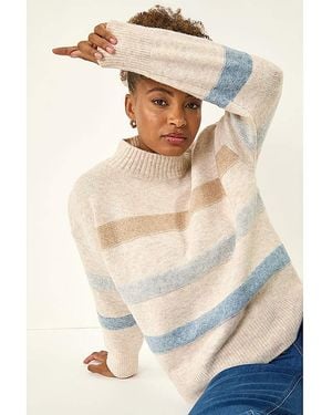 Roman Roman Soft Stripe Knit Jumper - Natural
